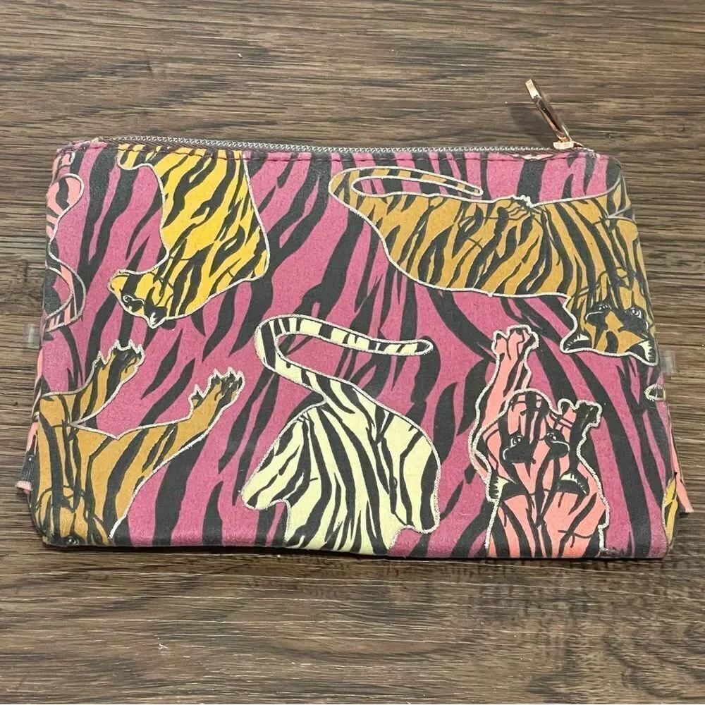 Bebe Makeup Bag Pink with Gold Tigers